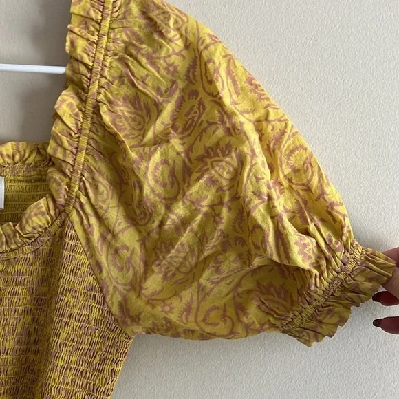 Cleobella Luna Smocked Mini Dress Camellia Yellow - Picture 9 of 14